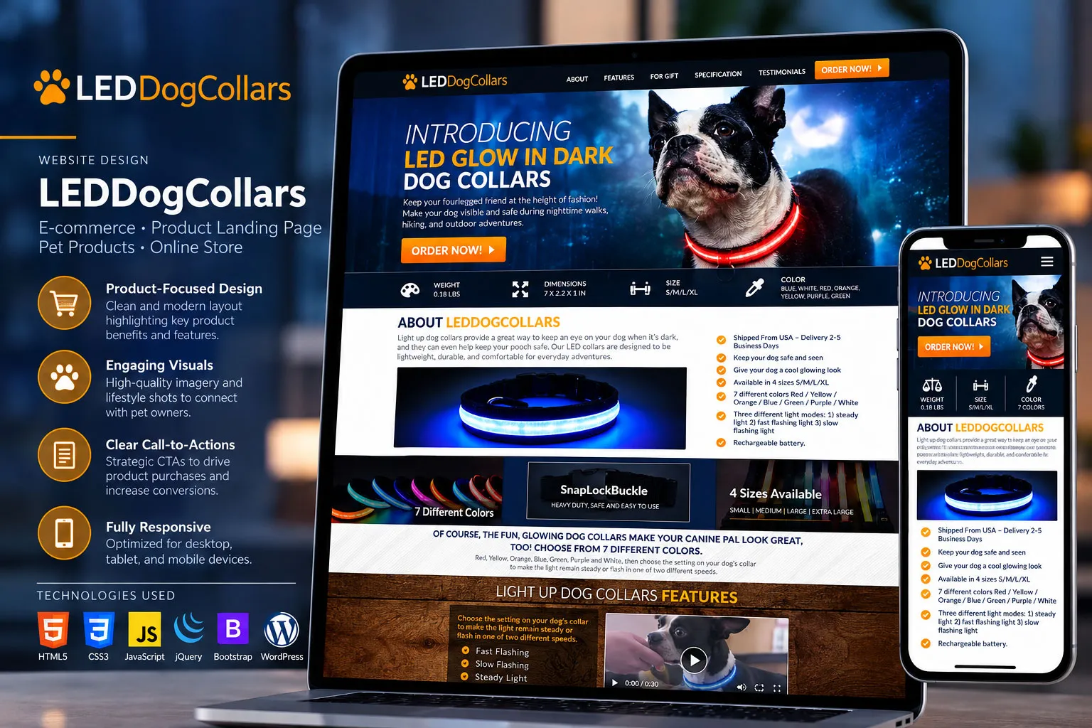 LED Dog Collars website preview